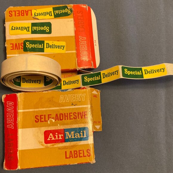 Vintage Avery "Special Delivery" and "Air Mail" Labels - Picture 1 of 5